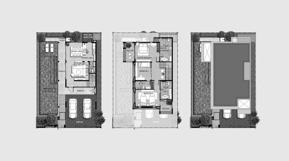 Планировка виллы 3 спальни в ЖК The Title Villa Kirara № 11008 (2D)