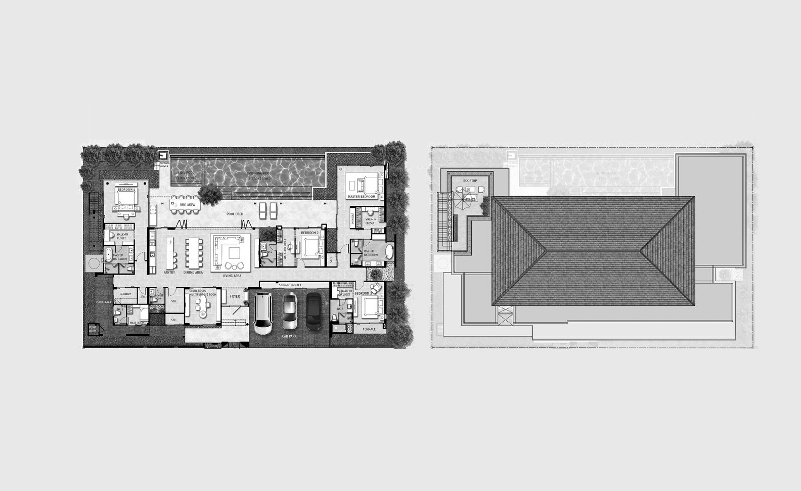 Планировка виллы 4 спальни в ЖК The Title Villa Kirara № 11010