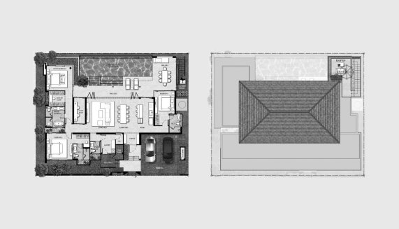 Планировка виллы 3 спальни в ЖК The Title Villa Kirara № 11006 (2D)