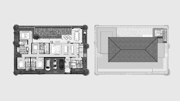 Villa floor plan, 4 bedrooms in The Title Villa Kirara No. 11009 (2D)